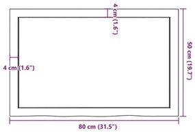 Ράφι Τοίχου Ανοιχτό Καφέ 80x50x(2-4)εκ. Επεξ. Μασίφ Ξύλο Δρυός - Καφέ