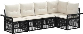vidaXL Σετ Καναπέ Κήπου 5 pcs Μαύρο συνθετικό ρατάν