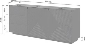 Μπουφές Soho Ανθρακί + Rivier Stone 167x71x43cm - BOG4589