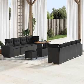 vidaXL Σετ Καναπέ Κήπου 11 pcs Μαύρο συνθετικό ρατάν