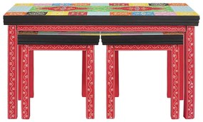 vidaXL End Table 2 pcs Πολύχρωμο Στερεό Ξύλο Μάνγκο και Μηχανικά Ξύλα