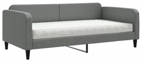 Καναπές Κρεβάτι με Στρώμα Σκούρο Γκρι 100 x 200 εκ. Υφασμάτινο - Γκρι