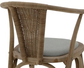 Καρέκλα Dourel ύφασμα γκρι-rattan πόδι φυσικό 57x53x80 εκ.