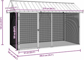 vidaXL Κλουβί Πουλιών Ανθρακί 227 x 112 x 141 εκ.