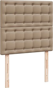 vidaXL Κρεβάτι Boxspring με Στρώμα Καπουτσίνο 90x190εκ.από Συνθ. Δέρμα