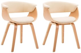 Καρέκλες Τραπεζαρίας 2 τεμ. Κρεμ Λυγισμένο Ξύλο/Συνθετικό Δέρμα - Κρεμ