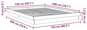 ΠΛΑΙΣΙΟ ΚΡΕΒΑΤΙΟΥ ΧΩΡΙΣ ΣΤΡΩΜΑ 150X200 CM ΜΑΣΙΦ ΞΥΛΟ ΔΡΥΣ 3315732