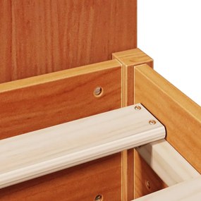 Κρεβάτι Βιβλιοθήκη Χωρίς Στρώμα 140x190 εκ Μασίφ Ξύλο Πεύκου - Καφέ
