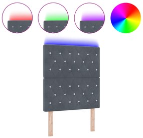 vidaXL LED Προσκέφαλο Σκούρο Γκρι 80 εκ. Βελούδινο