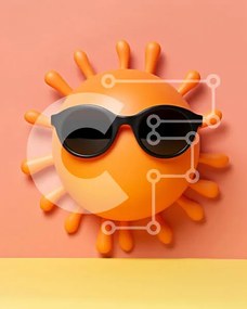 Intra Συλλεκτικό Ξύλινο Παζλ Plywood 4mm - Πορτοκαλί ήλιος με γυαλιά ηλίου Σε Ξύλινο Κουτί - Διαστάσεις Puzzle: 10x10 cm – 25 κομμάτια