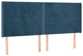 Κεφαλάρι με Πτερύγια Σκούρο Μπλε 183x16x118/128 εκ. Βελούδινο - Μπλε