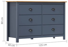 vidaXL Μπουφές Hill Γκρι 125x40x80 εκ. από Μασίφ Ξύλο Πεύκου
