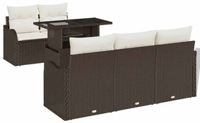 vidaXL Σετ Καναπέ Κήπου με μαξιλάρι με μαξιλάρι 6 pcs Καφέ Πολυ Ρατάν