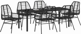 vidaXL Σέτ φαγητού για κήπο 7 pcs Μαύρο συνθετικό ρατάν