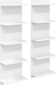 vidaXL Ράφι Τοίχου 2 pcs Λευκό 30 x 15 x 100 εκ Επεξεργασμένο Ξύλο