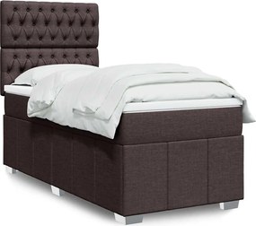 vidaXL Κρεβάτι Boxspring με Στρώμα Σκούρο Καφέ 90x200 εκ. Υφασμάτινο