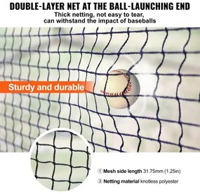 VEVOR Baseball Batting Cage, Softball and Baseball Batting Cage Net and Frame, Practice Portable Cage Net with Carry Bag, Heavy Duty Enclosed Pitching Cage, for Backyard Batting Hitting Training, 22FT