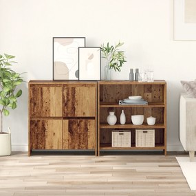 vidaXL Πλαϊνό γραφείο με ράφι με πόρτα 2 pcs Παλαιό ξύλο 70 x 41 x 75 εκ.