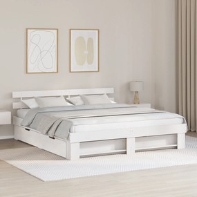 vidaXL Σκελετός Κρεβατιού Λευκό 200 x 200 cm Μασίφ ξύλο πεύκου