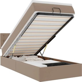 VidaXL Οθωμανικό κρεβάτι με στρώματα & LEDs Cappuccino Faux Leather
