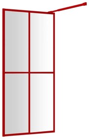 vidaXL Διαχωριστικό Ντουζιέρας Κόκκινο 100 x 195εκ. Διαφανές Γυαλί ESG