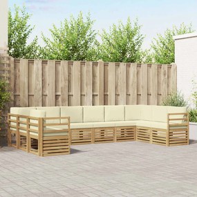 vidaXL Σειρά Καναπέ Εξωτερικού 10 pcs Λευκό και Κρεμ Πολυεστέρας