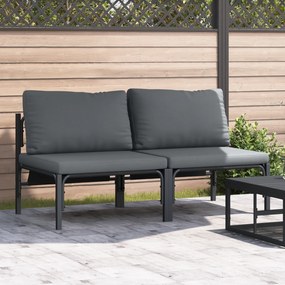 vidaXL Εξωτερικά Έπιπλα με μαξιλάρι με μαξιλάρι 2 pcs Ανθρακί Ατσάλι