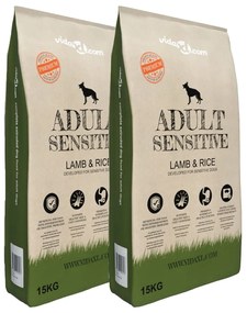 vidaXL Ξηρά Τροφή Σκύλων Premium Adult Sensitive Lamb &amp; Rice 2τεμ 30 κ