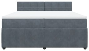 Κρεβάτι Boxspring με Στρώμα Σκούρο Γκρι 200x200 εκ. Βελούδινο - Γκρι