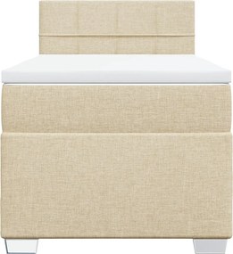 vidaXL Κρεβάτι Boxspring με Στρώμα Κρεμ 90x190 εκ.Υφασμάτινο
