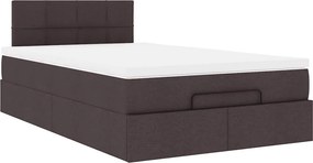 vidaXL Ottoman Κρεβάτι με Στρώμα Σκούρο Καφέ 120x200cm Ύφασμα