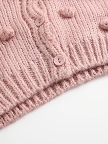 Girl Knit Pompom Handmade Jacket - Pink