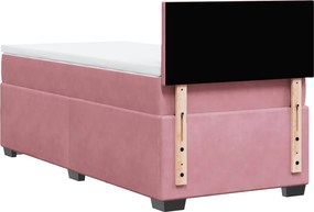 vidaXL Κρεβάτι Boxspring με Στρώμα Ροζ 80 x 200 εκ. Βελούδινο