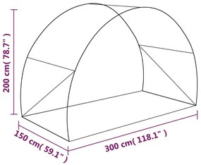 Θερμοκήπιο 4,5 μ² 300 x 150 x 200 εκ. - Πράσινο