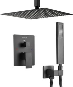 VEVOR Shower Faucet Set 12&quot; Square Rain Shower Head and Hand Set Matte Black