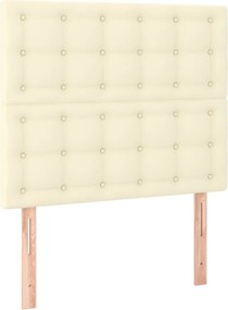 vidaXL Κρεβάτι Boxspring με Στρώμα Κρεμ 100x200εκ. από Συνθετικό Δέρμα