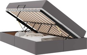 vidaXL Κρεβάτι με αποθηκευτικό χώρο και στρώμα 2 pcs Γκρι Δέρμα