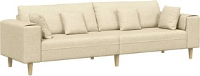 vidaXL Καναπές Κρεμ 250 x 77 x 76 εκ. ύφασμα