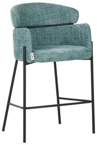 Bar stool Tolerse Inart green fabric-leg black metal 55x60x97 εκ.