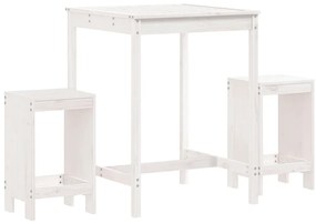 vidaXL Σετ Επίπλων Μπαρ 3 Τεμαχίων Λευκό από Μασίφ Ξύλο Πεύκου