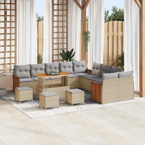 vidaXL Σετ Καναπέ Κήπου 14 pcs Μπεζ, Ανοιχτό γκρι 110 x 55 x 71 εκ