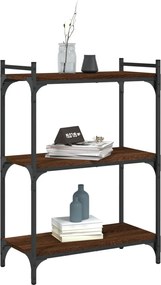 vidaXL Βιβλιοθήκη 3 Επιπέδων Καφέ Δρυς 60 x 30 x 86 εκ. Επεξεργ. Ξύλο