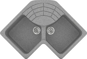 Sanitec Classic 310 (83x83×50) - Γωνιακος Γρανιτένιος νεροχύτης - Granite GREY