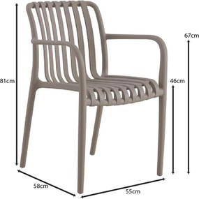 MODA Πολυθρόνα Στοιβαζόμενη PP - UV Protection Απόχρωση Mocha   1τμχ