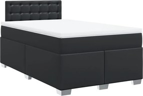 vidaXL Κρεβάτι Boxspring με Στρώμα Μαύρο 120 x 200 εκ. Συνθετικό Δέρμα