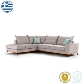 Γωνιακός καναπές δεξιά γωνία Luxury II pakoworld ύφασμα elephant-ciel 290x235x95εκ