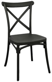 Καρέκλα Crossie pakoworld στοιβαζόμενη pp σε μαύρη απόχρωση 38x46.5x82εκ