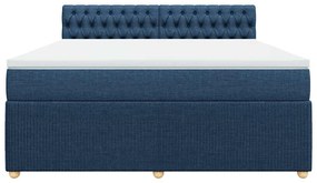 vidaXL Κρεβάτι Boxspring με Στρώμα Μπλε 180x200 εκ. Υφασμάτινο