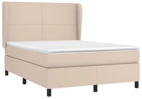 vidaXL Κρεβάτι Boxspring με Στρώμα Καπουτσίνο 140x200εκ.από Συνθ.Δέρμα
