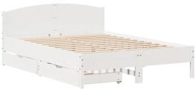 vidaXL Σκελετός Κρεβ. Χωρίς Στρώμα Λευκό 135x190 εκ Μασίφ Πεύκο